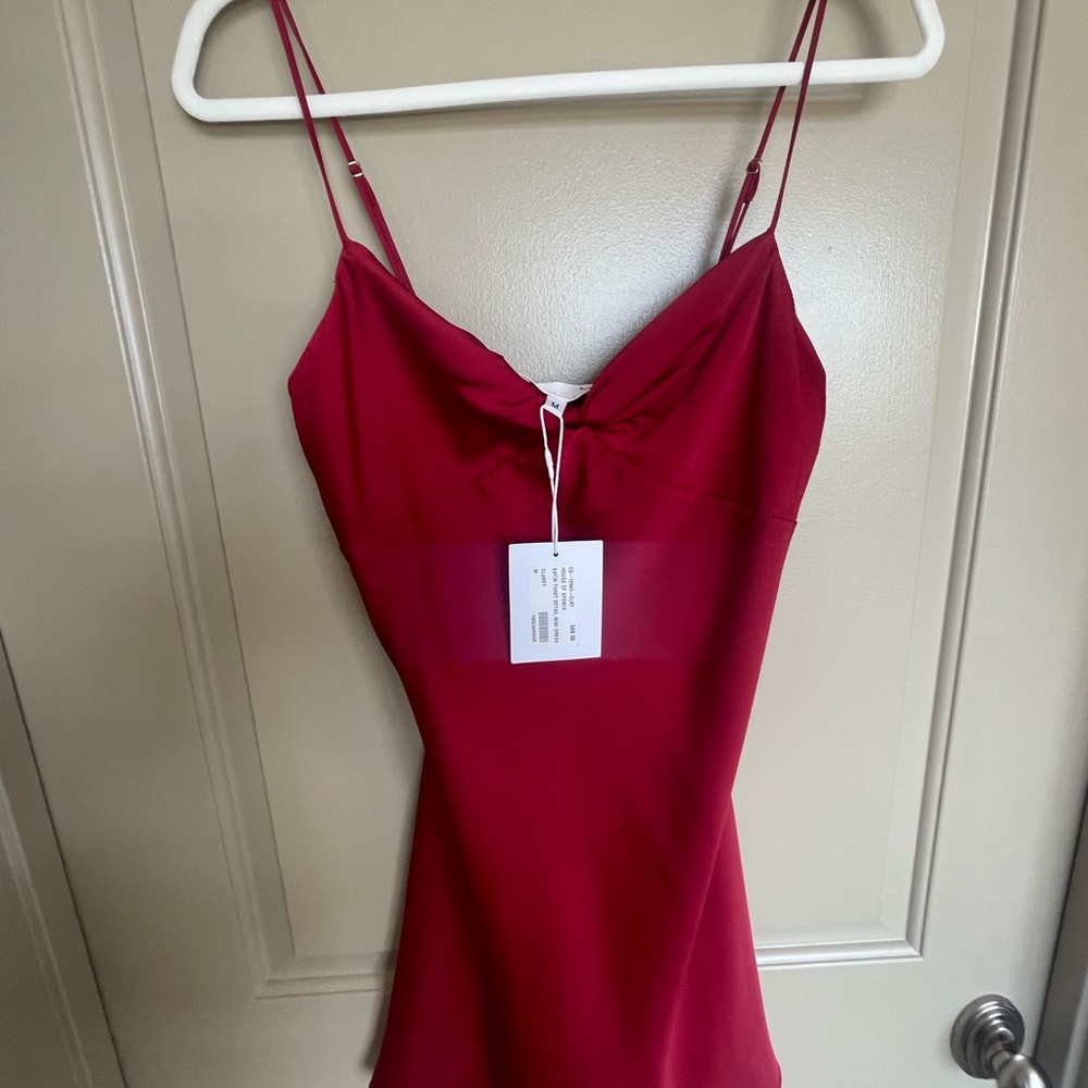 Red Satin Silk Slip Mini Dress